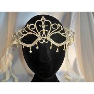 Gold rhinestone  mask, bridal  costume ball  masquerade Halloween  prom mask